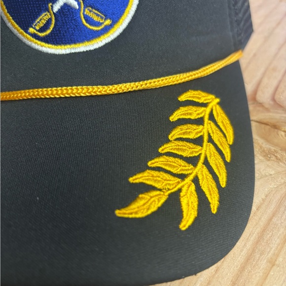 Black and Yellow Baseball Cap with Curved Brim and Decorative Elements - Picture 5 of 7